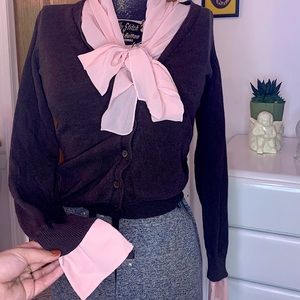 Cardigan with sheer scarf